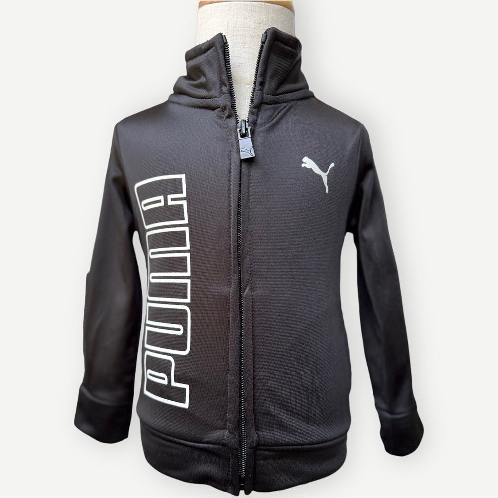 Puma Baby l Boys Zip Up Black & White Logo Jacket. Sweatshirt. 12 Montgs.